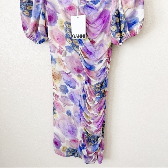 NEW Ganni Floral Mesh Body-Con Dress size 38 - Picture 10 of 16